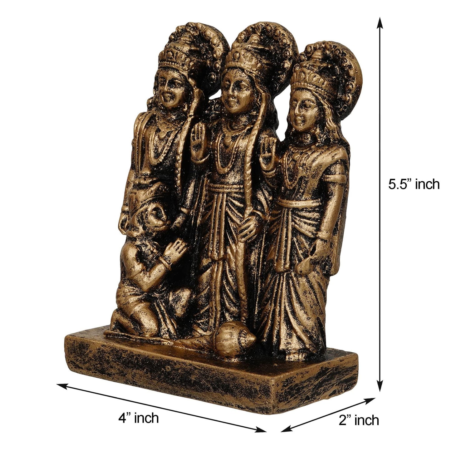 Webelkart Premium Polyresin Ram Darbar Idol Figurine Showpiece for Home Temple and Office Temple ( 5.5 x 4 x 2 Inches , Medium Gold)