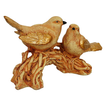 Webelkart Premium 2 Birds Sitting On Tree Branch Polyresin Statue Showpiece for Home Decor, Showpiece for Office Decor, Decorative Showpiece (8.5 x 5 Inches, Gold)