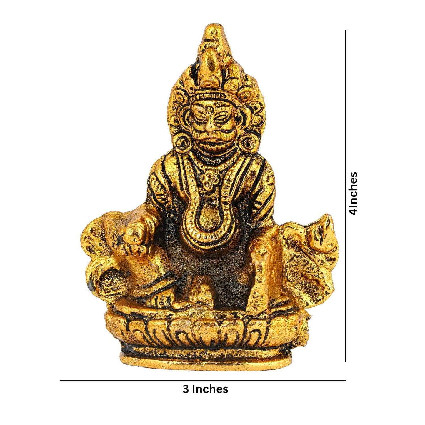 JaipurCrafts Premium Metal Lord Kuber Statue for Wealth and Harmony | God kuber Idol | Murti | Statue | showpiece for Home | Kuber ji ki murti for puja Decorative Showpiece (4 Inches,Gold)