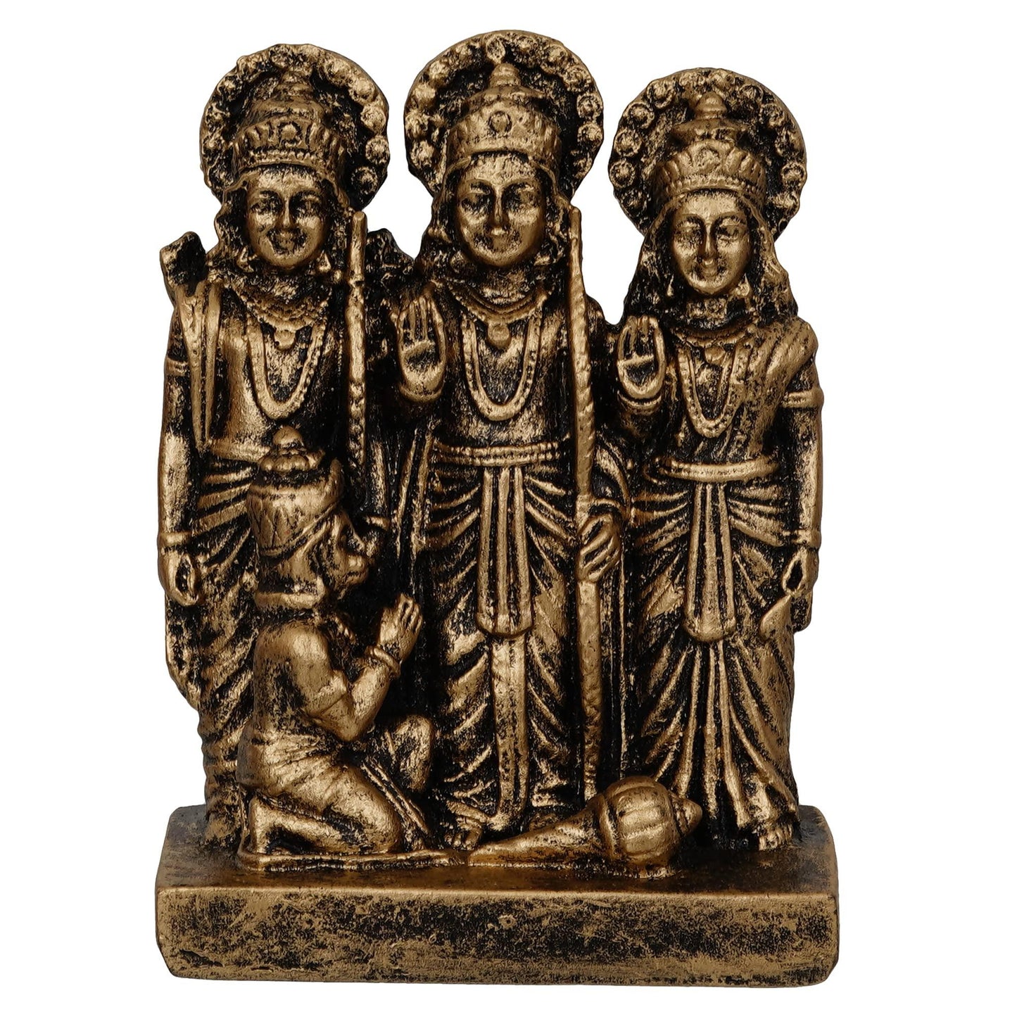 Webelkart Premium Polyresin Ram Darbar Idol Figurine Showpiece for Home Temple and Office Temple ( 5.5 x 4 x 2 Inches , Medium Gold)