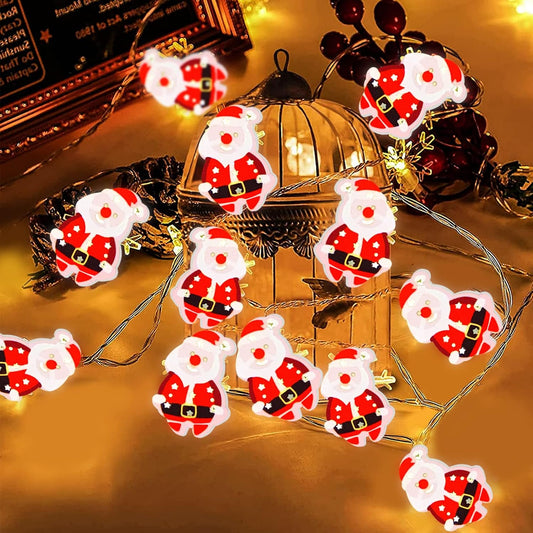 1.5 m 10 santa LED Fairy Lights- Plug in