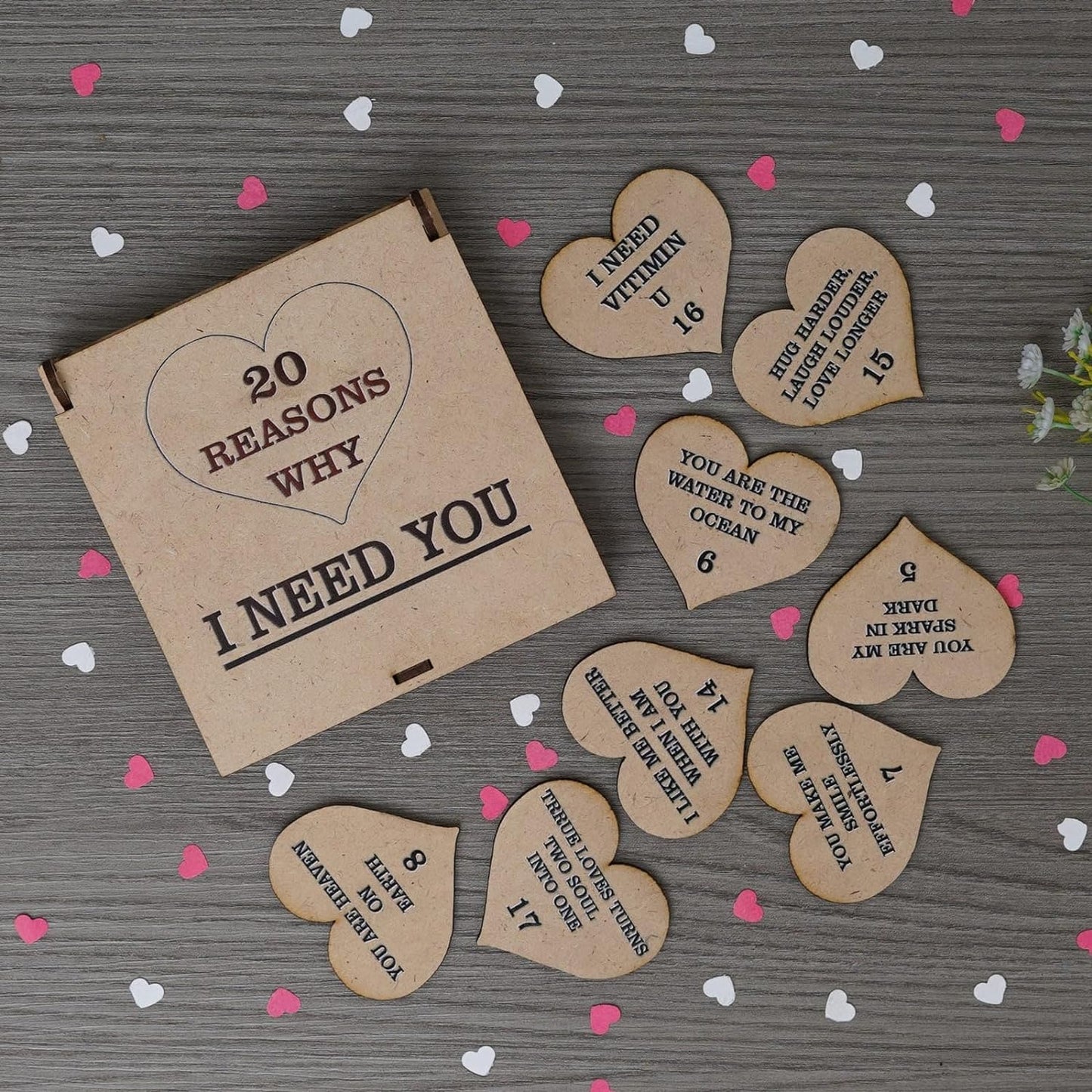 JaipurCrafts Premium I love You Greetings Cards for Couples - Love Gift Box 20 Cards with Reasons Why I Love You in Message Box,Valentine's Day, Gift For Girlfriend/Boyfriend Wooden Gift Box 4.5"