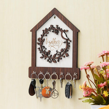 Webelkart Premium Family Designer Wooden Key Holder for Home/Office Decor, Key Holder for Wall Decor/Key Chain for Home Decor (12" inches)
