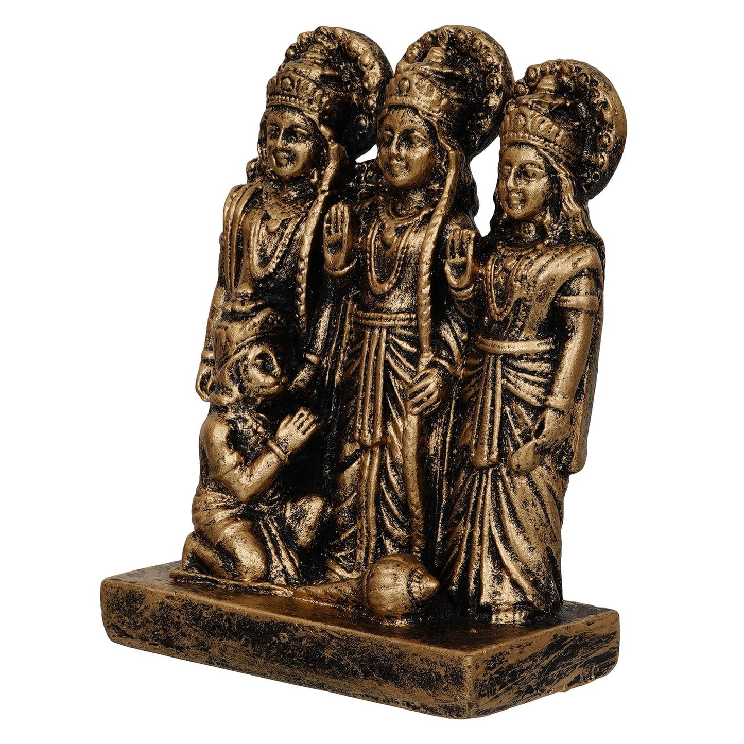 Webelkart Premium Polyresin Ram Darbar Idol Figurine Showpiece for Home Temple and Office Temple ( 5.5 x 4 x 2 Inches , Medium Gold)