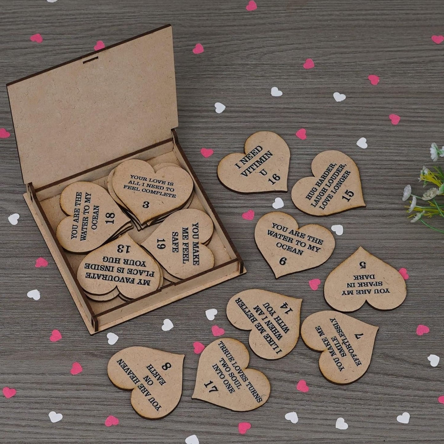 JaipurCrafts Premium I love You Greetings Cards for Couples - Love Gift Box 20 Cards with Reasons Why I Love You in Message Box,Valentine's Day, Gift For Girlfriend/Boyfriend Wooden Gift Box 4.5"
