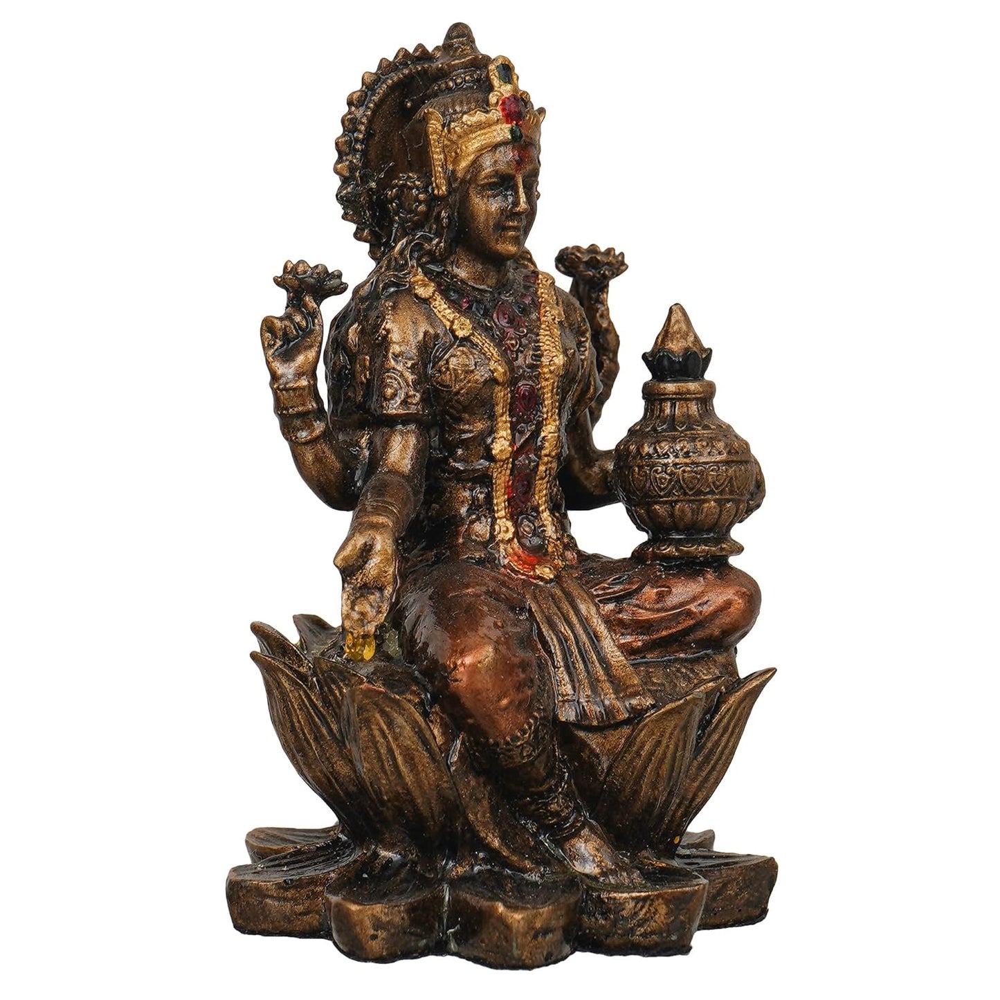 Webelkart Premium Bronze Laxmi Ji Idol Statue for Home and Office Decor| laxmi ji murti for Home and Diwali Pooja Decorations| Diwali Puja Idols (7" Inches, ColdCast Resin)