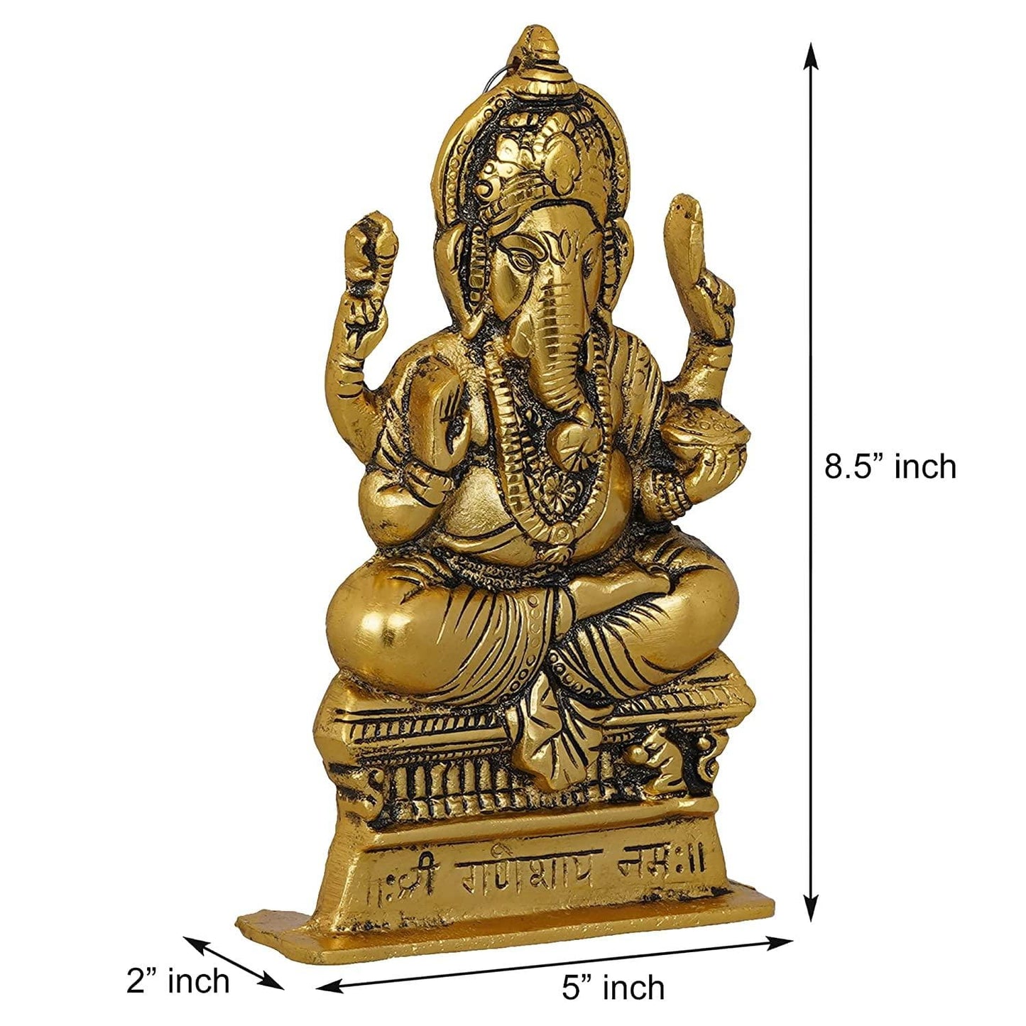 Webelkart Premium Metal Ganesha Idol for Home and Office Decor | Ganesha Idol for Car Dashboard ( 8.5 Inches)