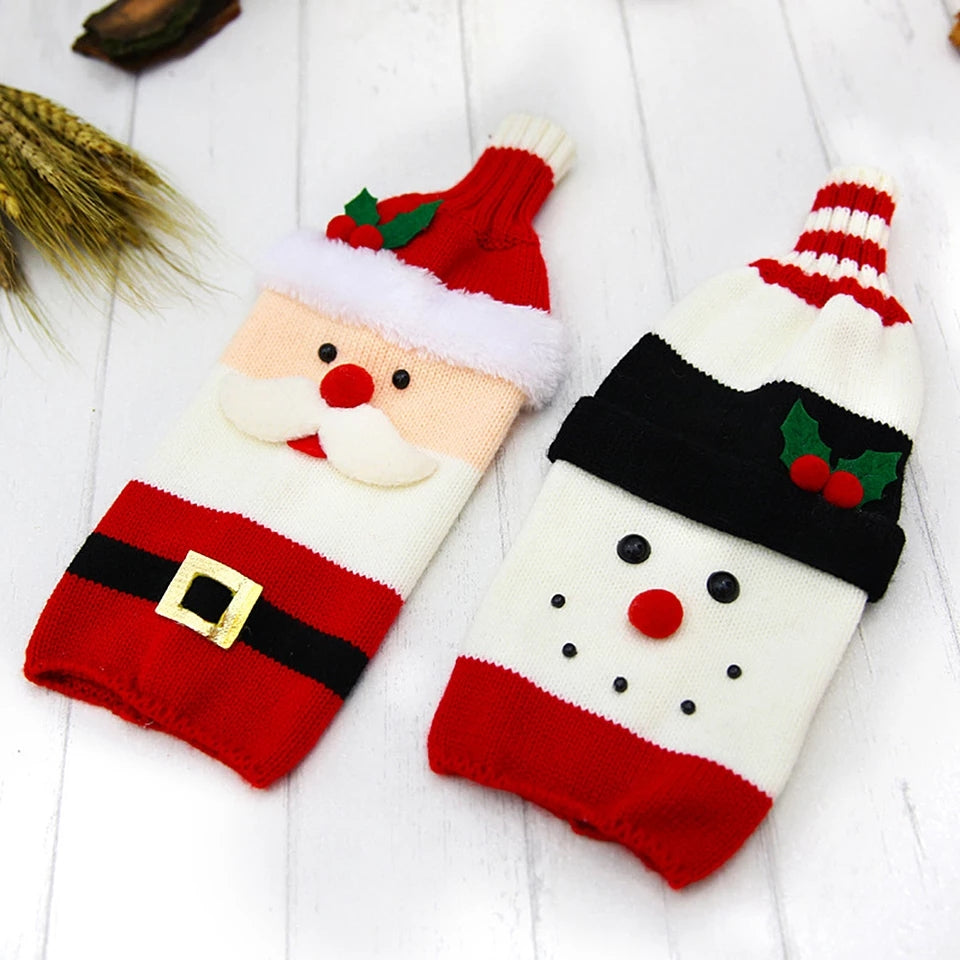Christmas Knit Wine Bottle Cover (Set Of 2)