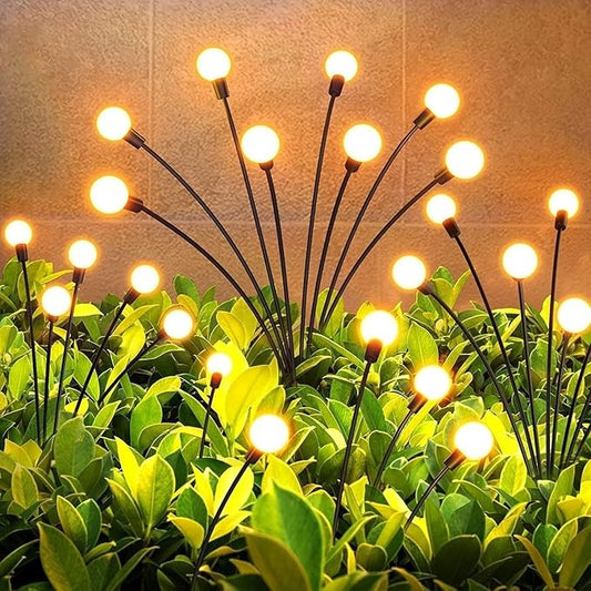 Solar Firework Lights for Garden – 8 LED Bulbs on Flexible Stems Warm White (2 Pcs Set)