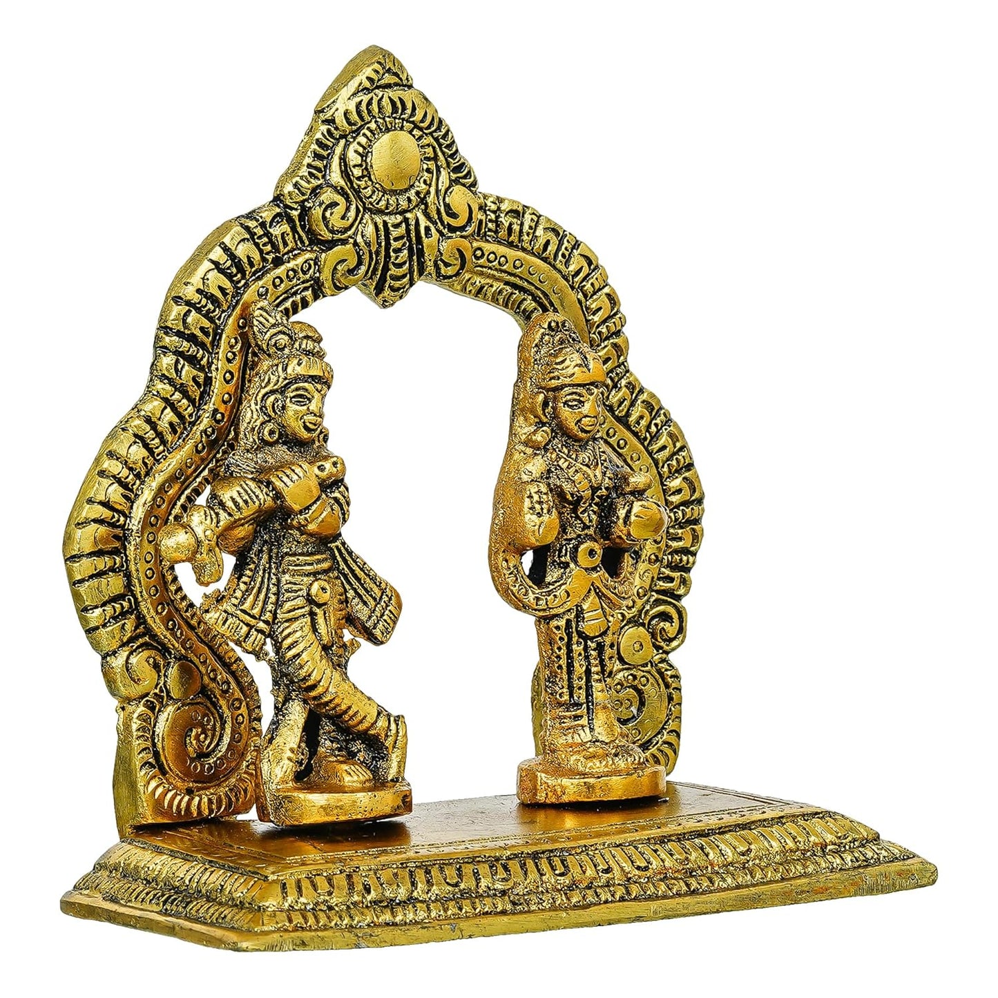 Webelkart Premium Gold Plated Radha Krishna Idol Statue for Home/Office Decor| Radha Krishna Ji Ki Murti for Temple Decor(5" Inches, Metal)