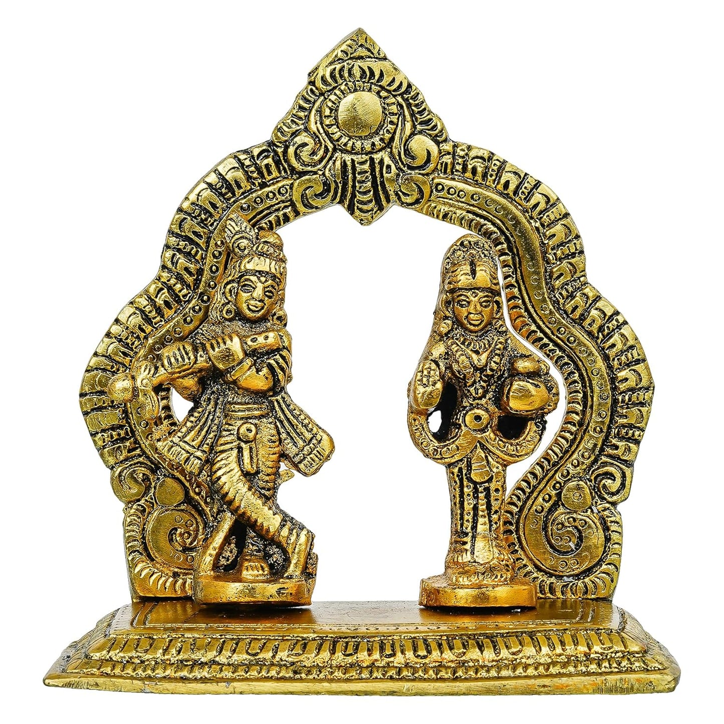 Webelkart Premium Gold Plated Radha Krishna Idol Statue for Home/Office Decor| Radha Krishna Ji Ki Murti for Temple Decor(5" Inches, Metal)