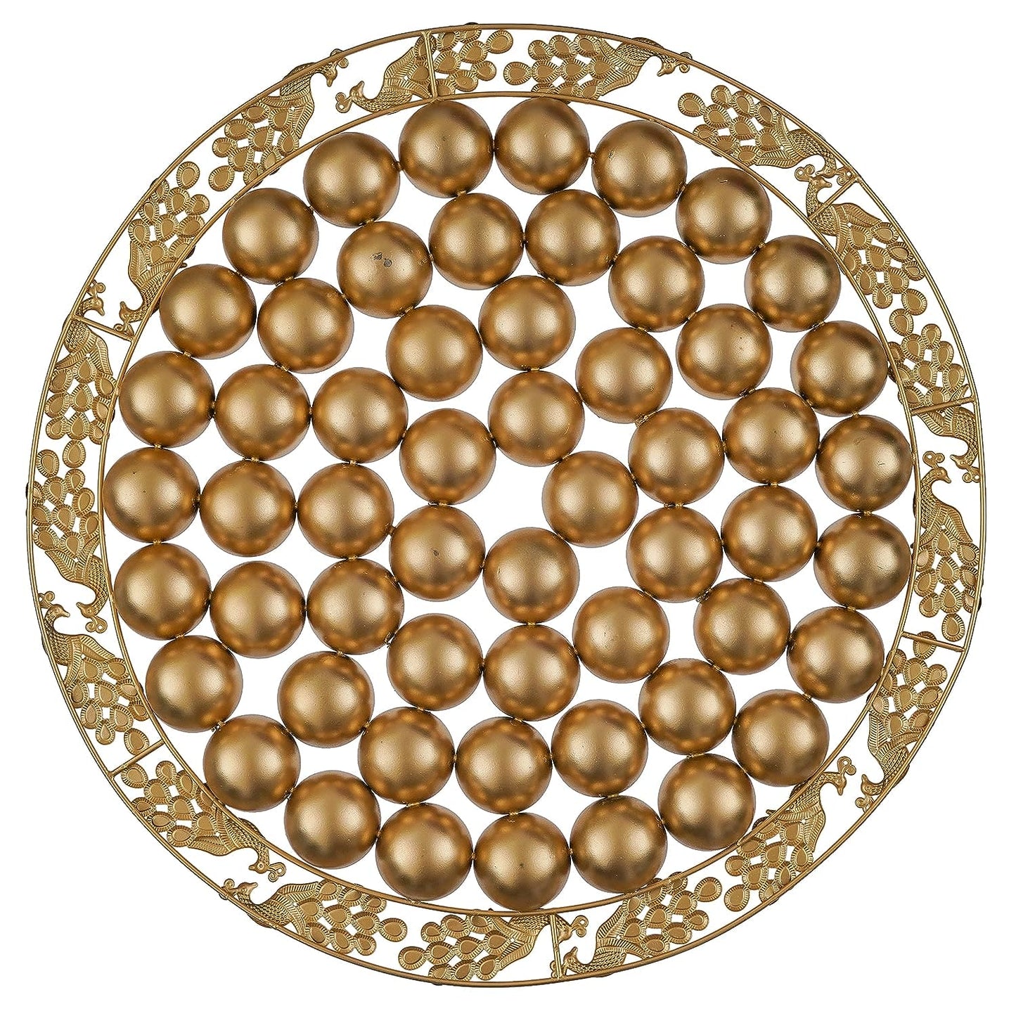 Webelkart Premium Gold Polish Peacock Designer Chappan Bhog Thali/Decorative Poojan Thali for Temple and Pooja Room Decor- Traditional Pooja Thali,56 Bhog Thali for laddu Gopal (20 Inches)