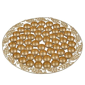 JaipurCrafts Premium Flowers Chappan Bhog Thali/Decorative Poojan Thali for Temple and Pooja Room Decor- Traditional Pooja Thali,56 Bhog Thali for laddu Gopal (20 Inches)