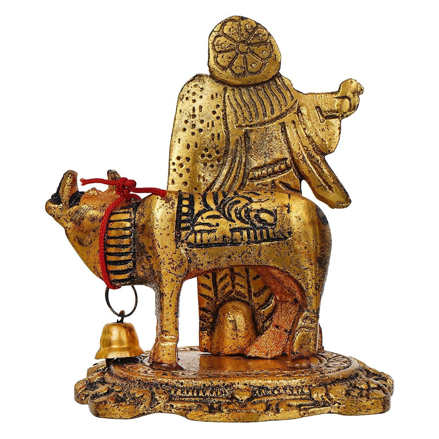 Webelkart Premium Metal Radha Krishna with Cow Showpiece for Home and Office Decor