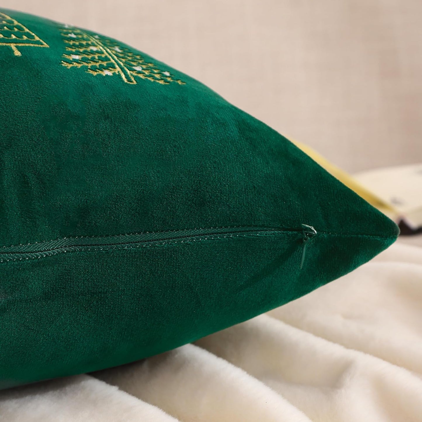 16 x 26 CM set of 2 Tree Embroidery velevt pillow with filler