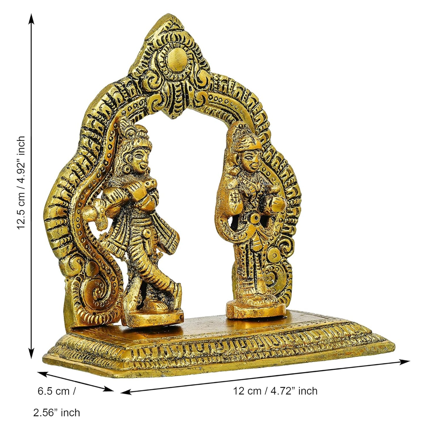 Webelkart Premium Gold Plated Radha Krishna Idol Statue for Home/Office Decor| Radha Krishna Ji Ki Murti for Temple Decor(5" Inches, Metal)