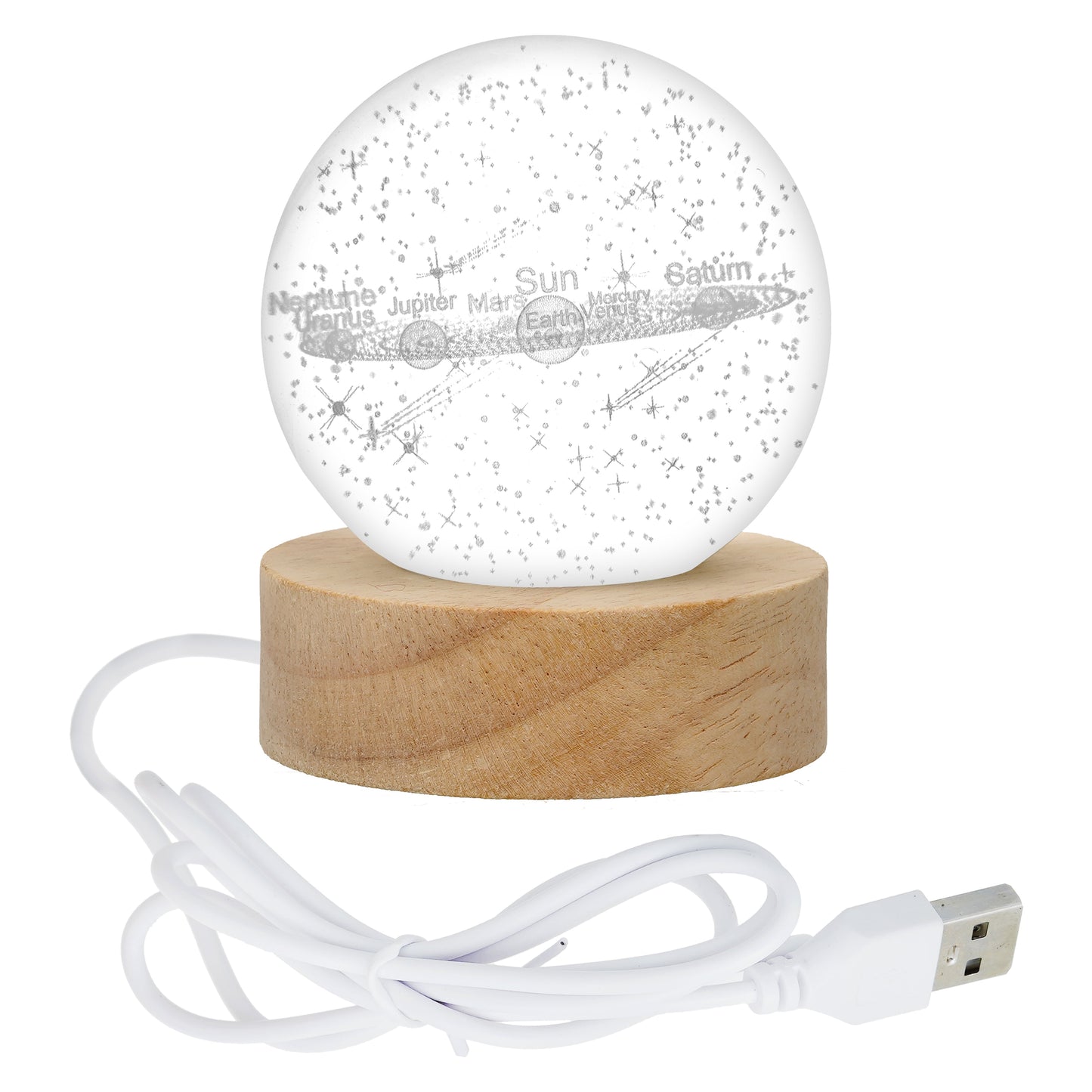 Webelkart Antique Universe 3D Crystal Moon Lamp Night Light for Home Decor/Crystal Ball Night Light with Warm White Dimmable LED lamp for Home Diwali Decoration Item(3" Inches)