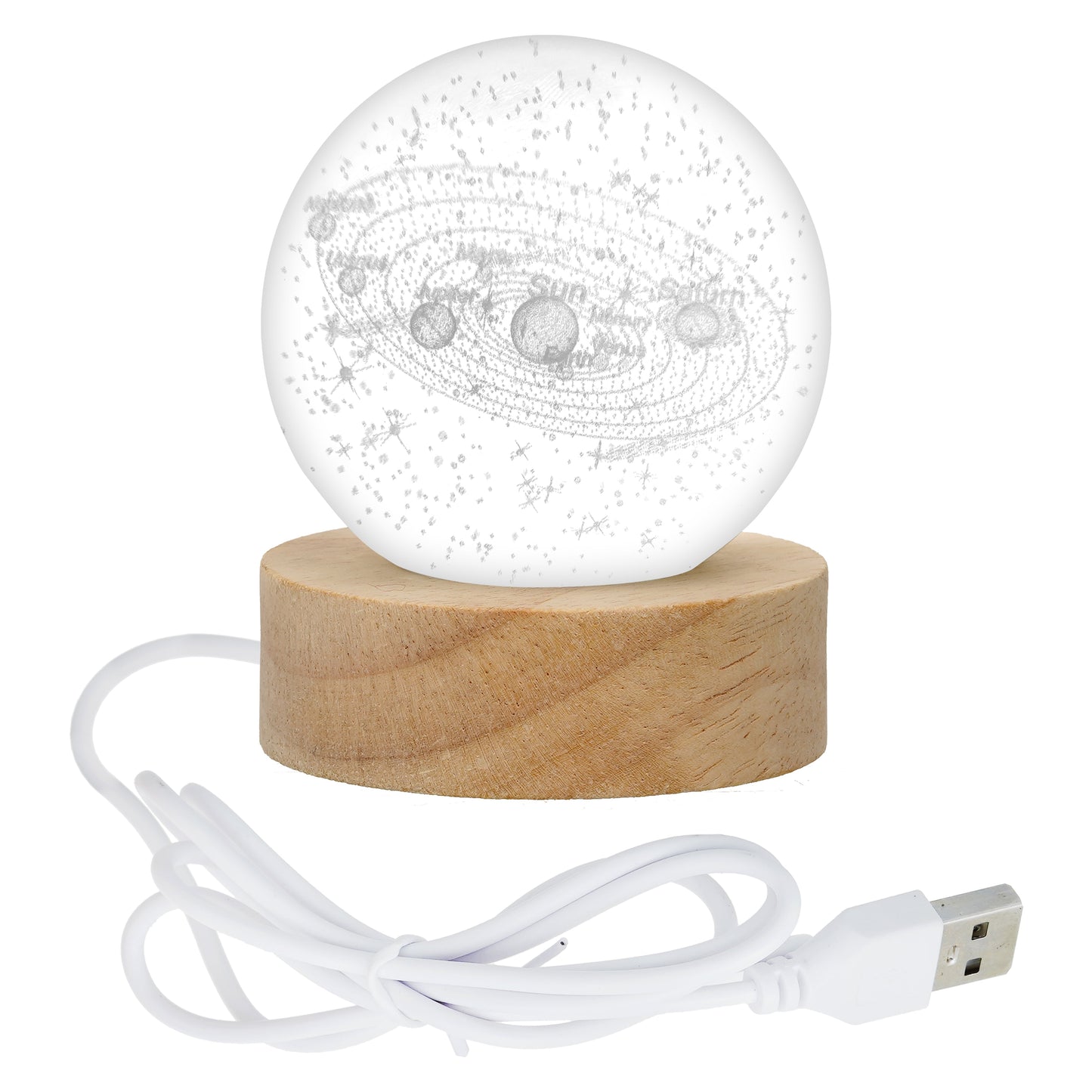 Webelkart Antique Universe 3D Crystal Moon Lamp Night Light for Home Decor/Crystal Ball Night Light with Warm White Dimmable LED lamp for Home Diwali Decoration Item(3" Inches)