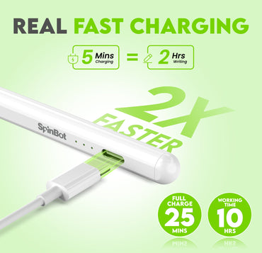 SpinBot 2nd Gen iPad Pencil with Palm Rejection, Tilt Sensor, Precise for Writing/Drawing