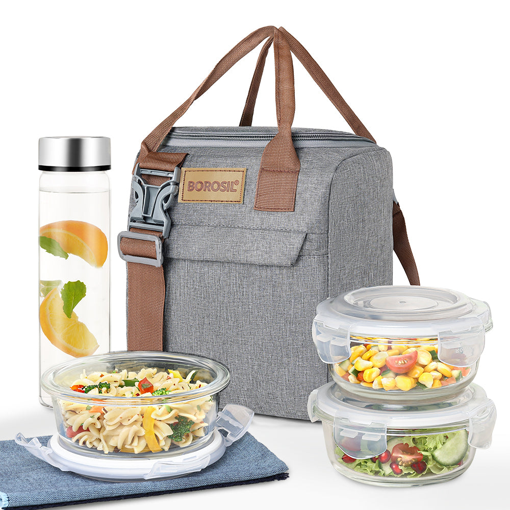 Borosil Pro Lunch Box Set, 400ml x 3 (+) 550ml x 1