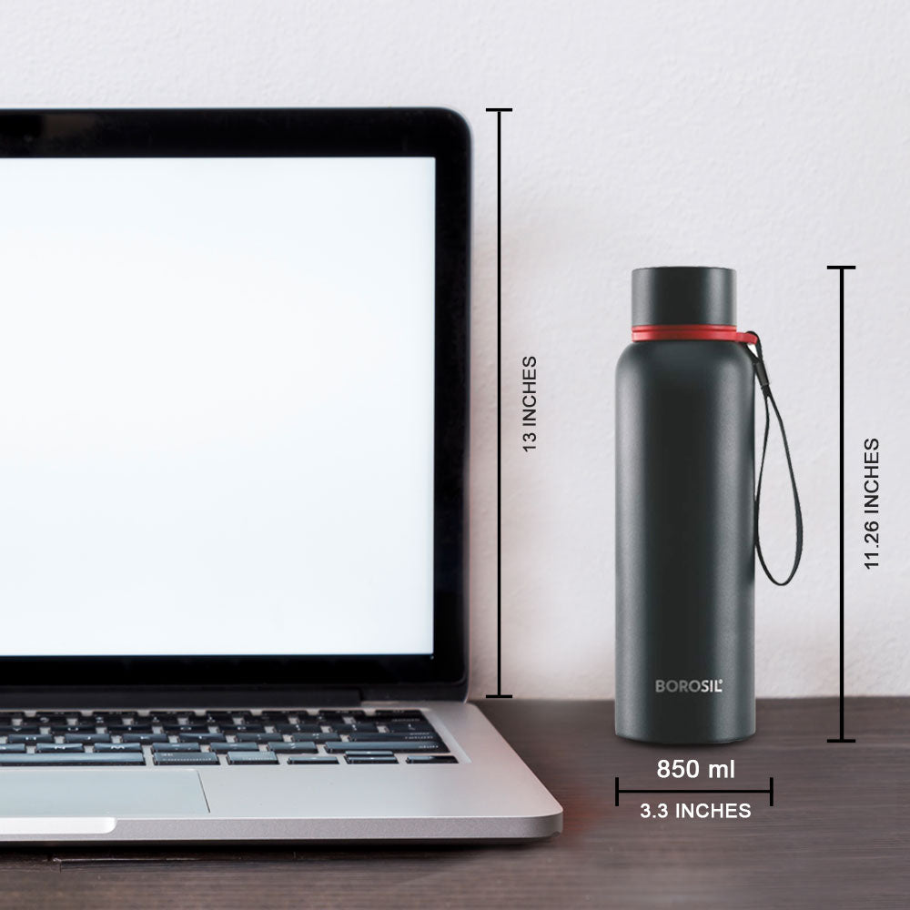 Borosil Trek Black Personalise, 850ml
