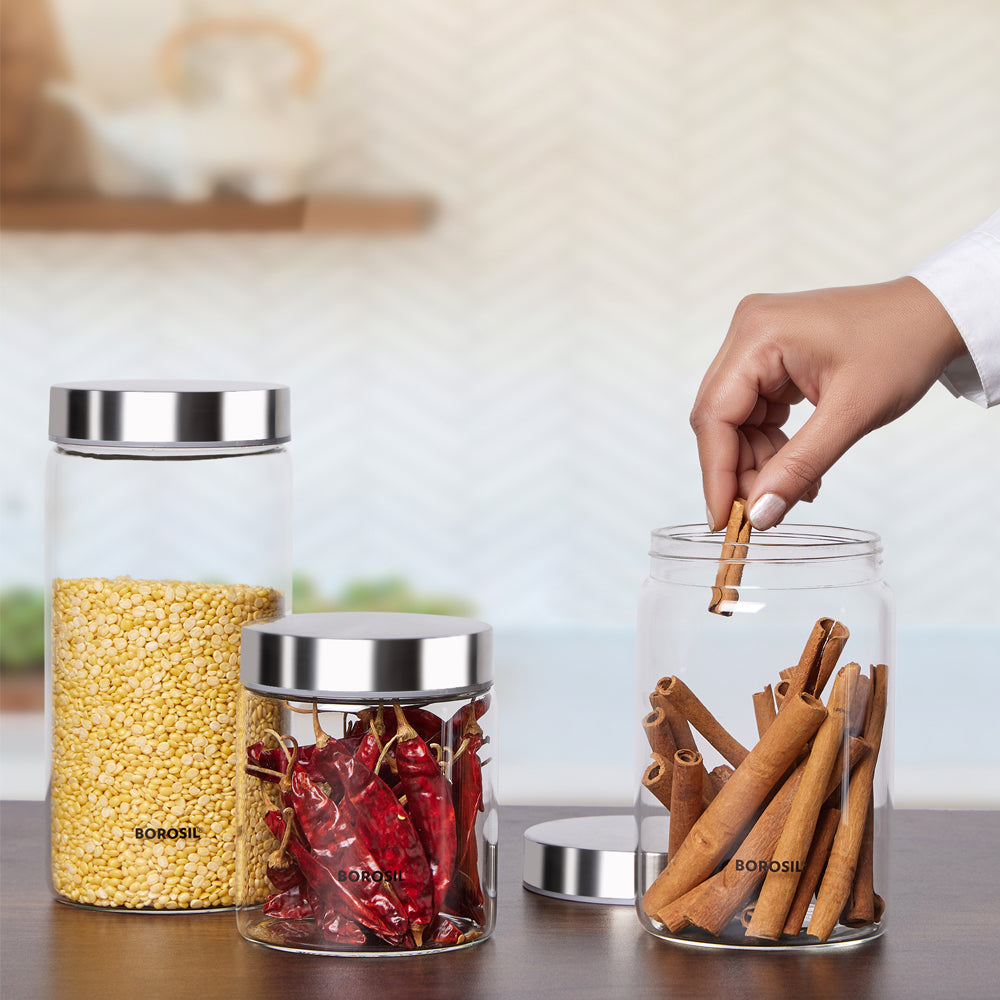 Borosil Endura Airtight Glass Jar Set, 1.2Lx2