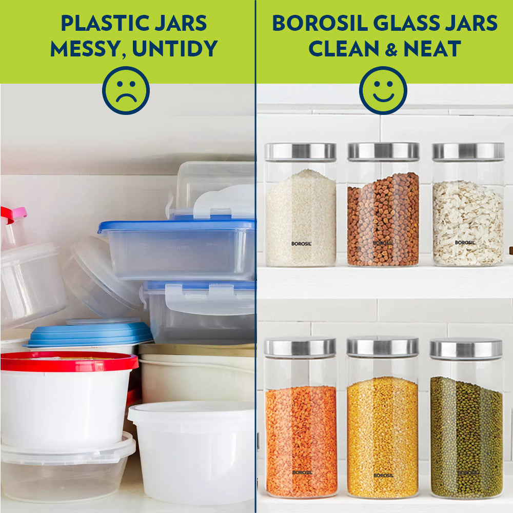Borosil Endura Airtight Glass Jar Set, 1.2Lx2