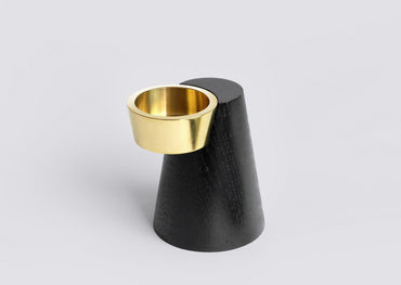 Tealight Candle Holder in Wooden and Brass Stand