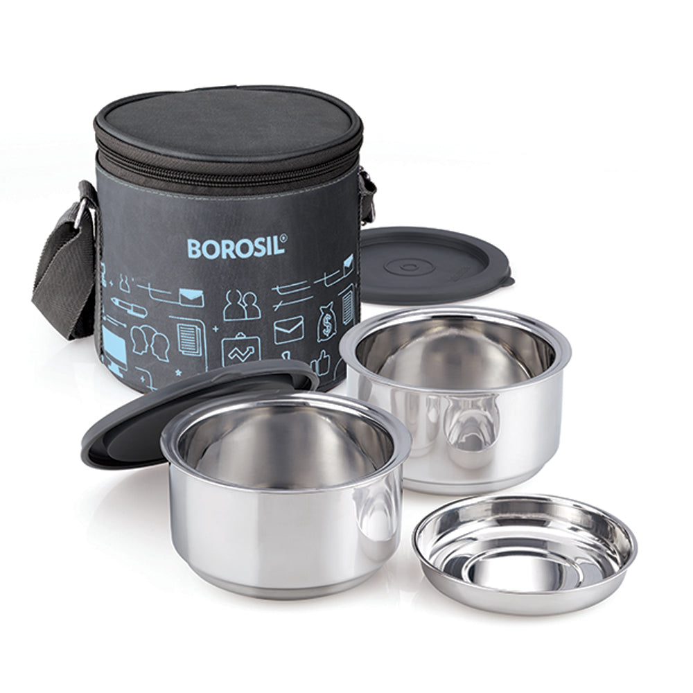 Borosil Carryfresh Lunchbox, Set of 2, Large, 280ml