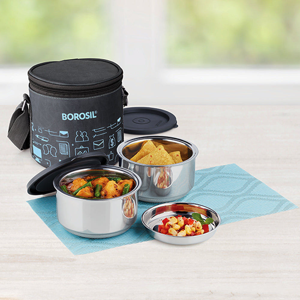 Borosil Carryfresh Lunchbox, Set of 2, Large, 280ml