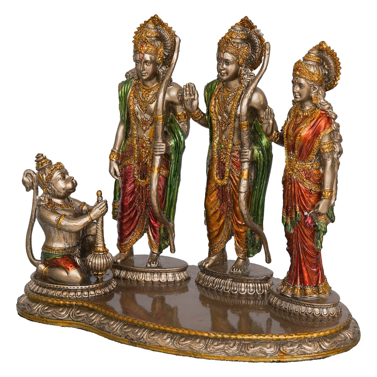 JaipurCrafts Premium Bronze Finish Ram Darbal Idol Statue Showpiece for Home Decor | Ram Darbar Murti | Ram Parivar Statue for Home Decor (9 Inches, ColdCast Resin)