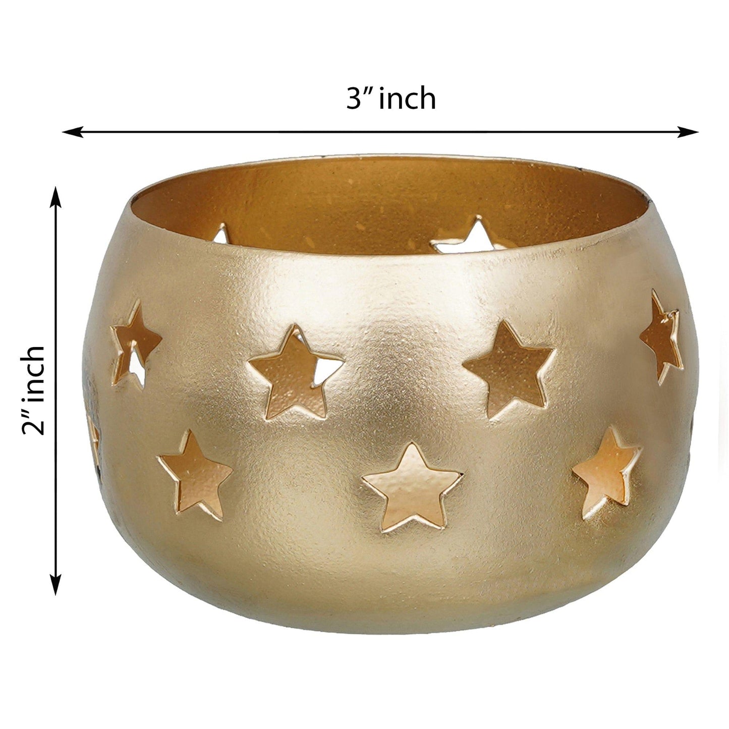 Webelkart®️ Premium Metal Star Tealight Candle Holder for Home and Office Decor| Metal Tealight Holder for Decorations (3 inches, Gold)