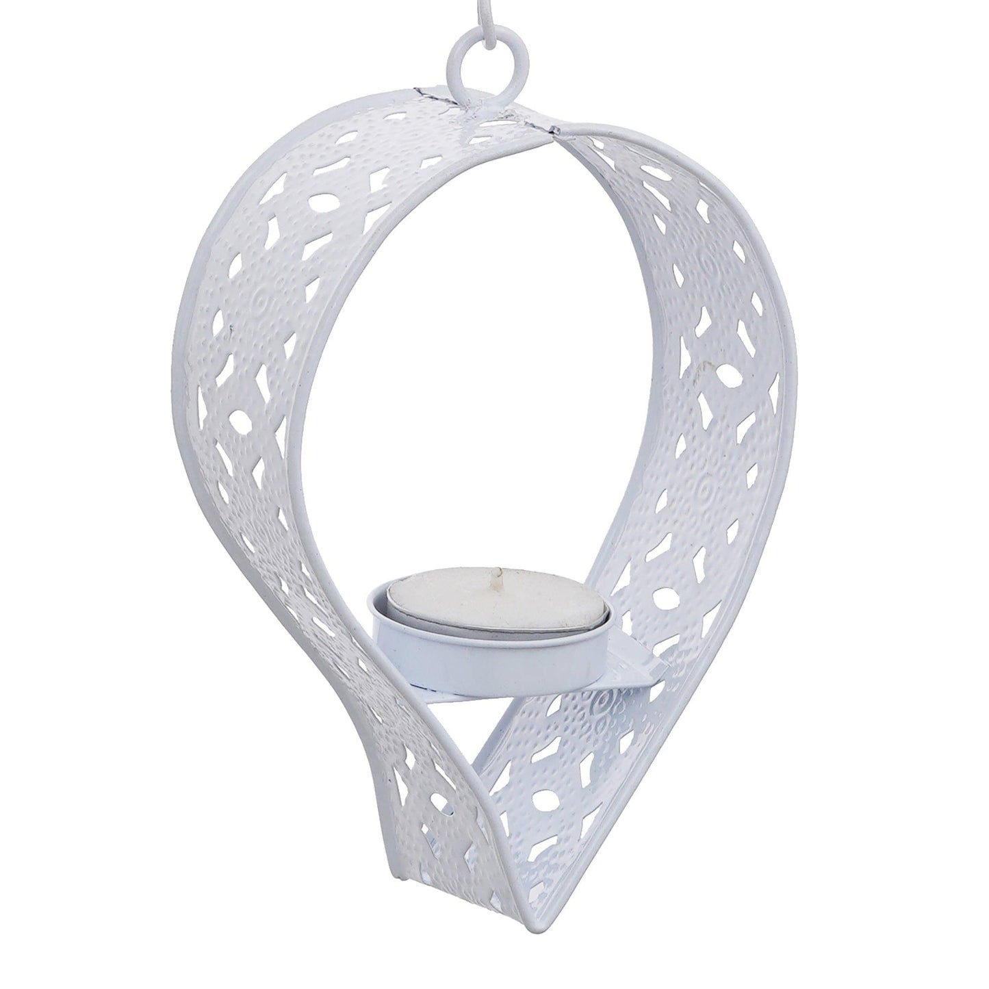 Webelkart®️ Premium Leaf Shape Iron Tealight Candle Holder for Home and Office Decor| Candle Holder for Diwali and Christmas Decorations (6 inches, White)