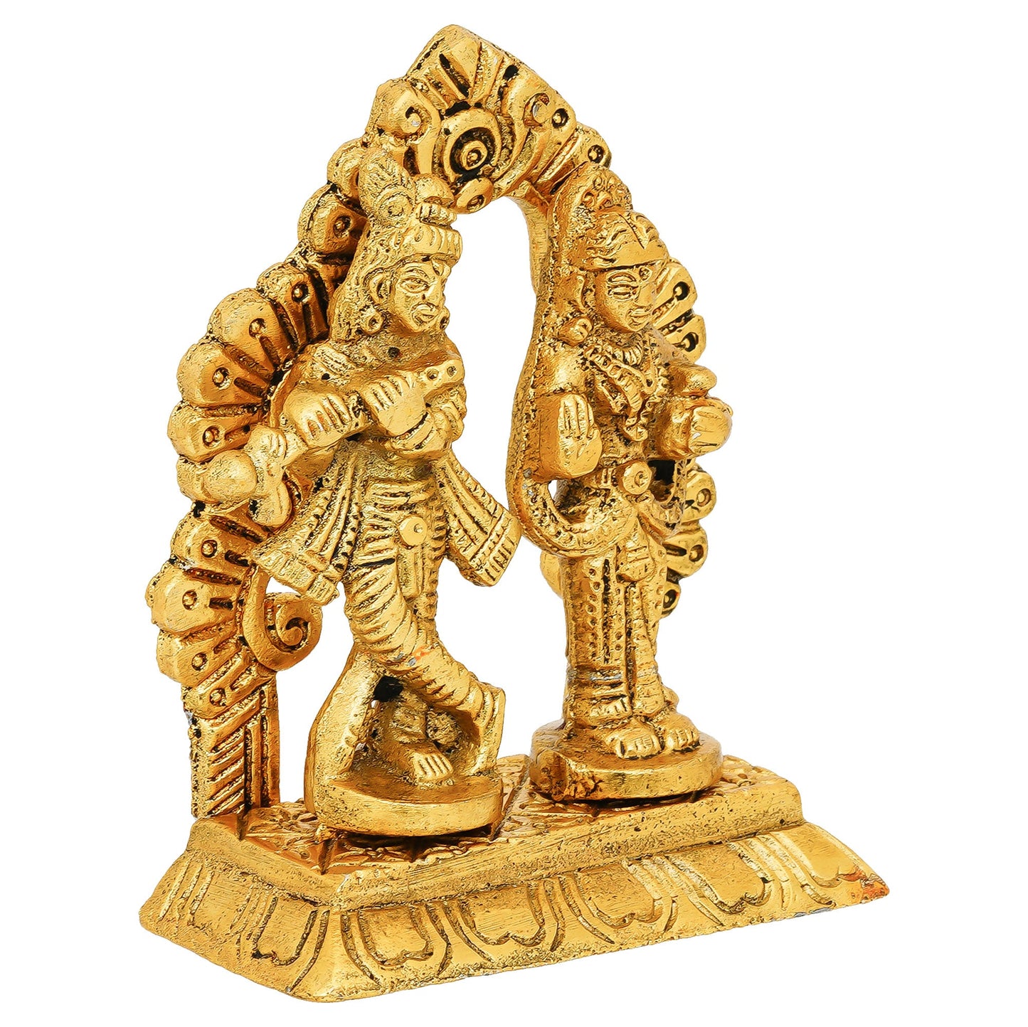 Webelkart Antique Metal Radha Krishna Idol Statue for Home/Office Decor| Radha Krishna Idol for Temple Decor,Radhe Krishna ki Murti for Pooja Room(4" Inches, Gold)