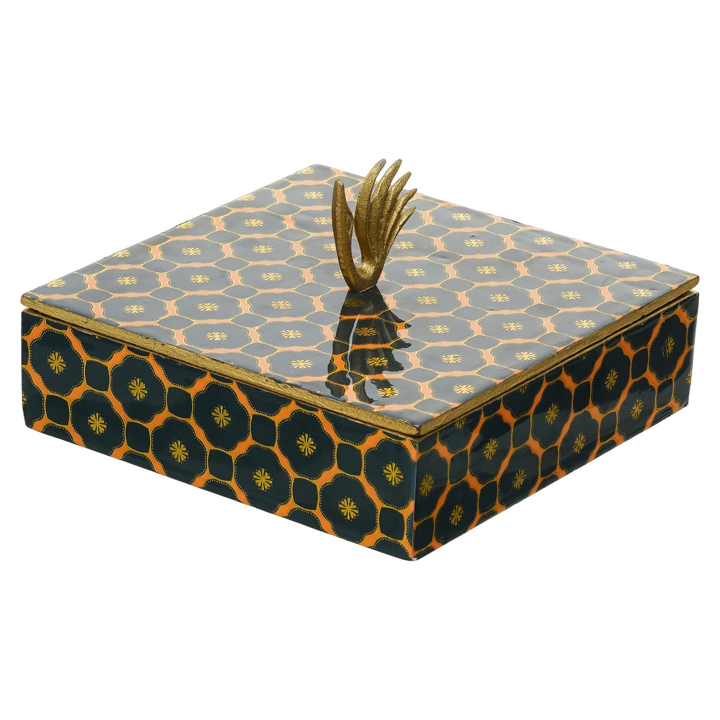 Webelkart Premium Enamel Coated Dry Fruit Container Set With Serving Tray & Lid For Dining Table,Dry Food Box,Serving Set with 4 Section/y (8" Inches)