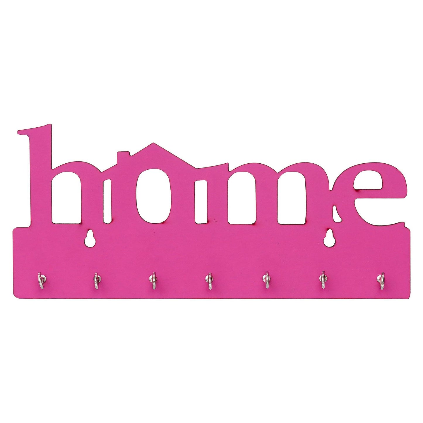 Webelkart Premium Home Keys Wooden Key Holder (29 cm x 13.5 cm x 0.4 cm, Wood) 7 Hook - Decorative Items for Home Decor (Pink)