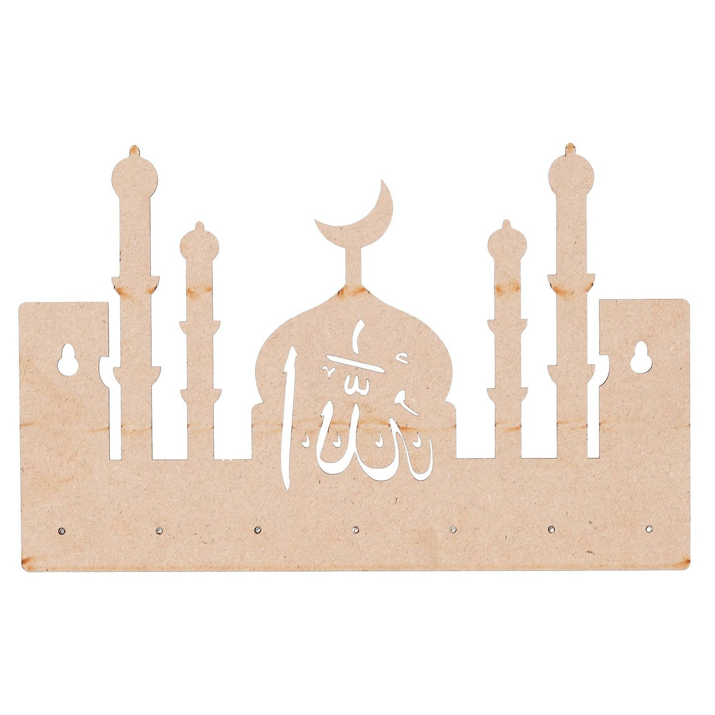 JaipurCrafts Premium Macca Madina-Allah Wooden Key Chain Holder for Home and Living Room Decor, Allah Key Holder for Office Decor (Green)