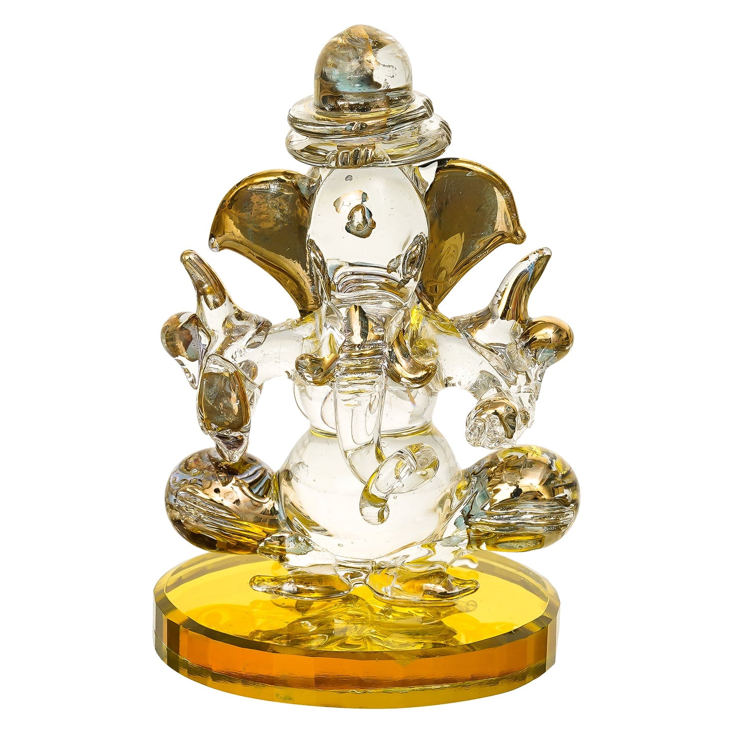 Webelkart Premium Dubble Side Crystal Ganesha Statue Decorative Showpiece,Ganesha Murti for Temple Decor Ganpati Idol Figurine for Temple| Ganesha Idol for Car Dashboard (