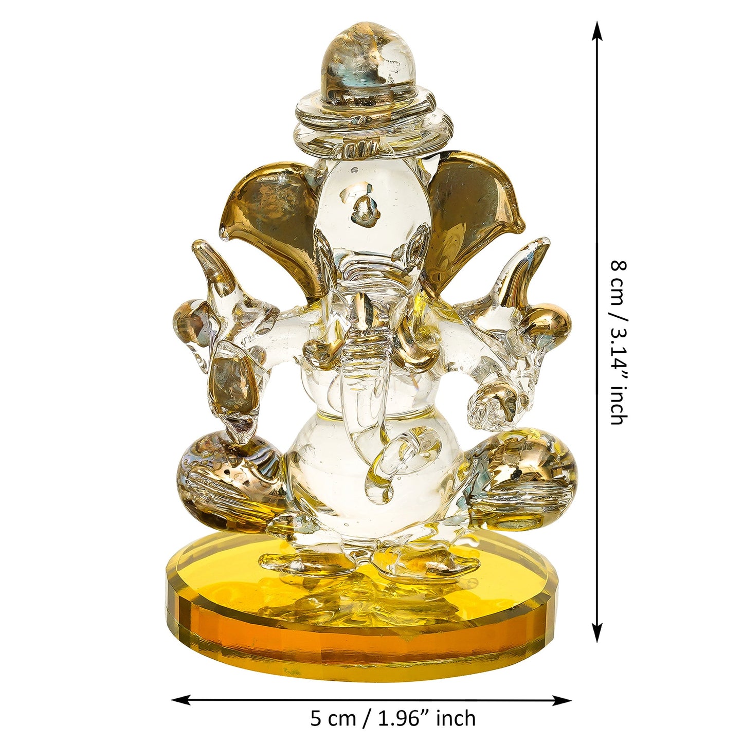 Webelkart Premium Dubble Side Crystal Ganesha Statue Decorative Showpiece,Ganesha Murti for Temple Decor Ganpati Idol Figurine for Temple| Ganesha Idol for Car Dashboard (
