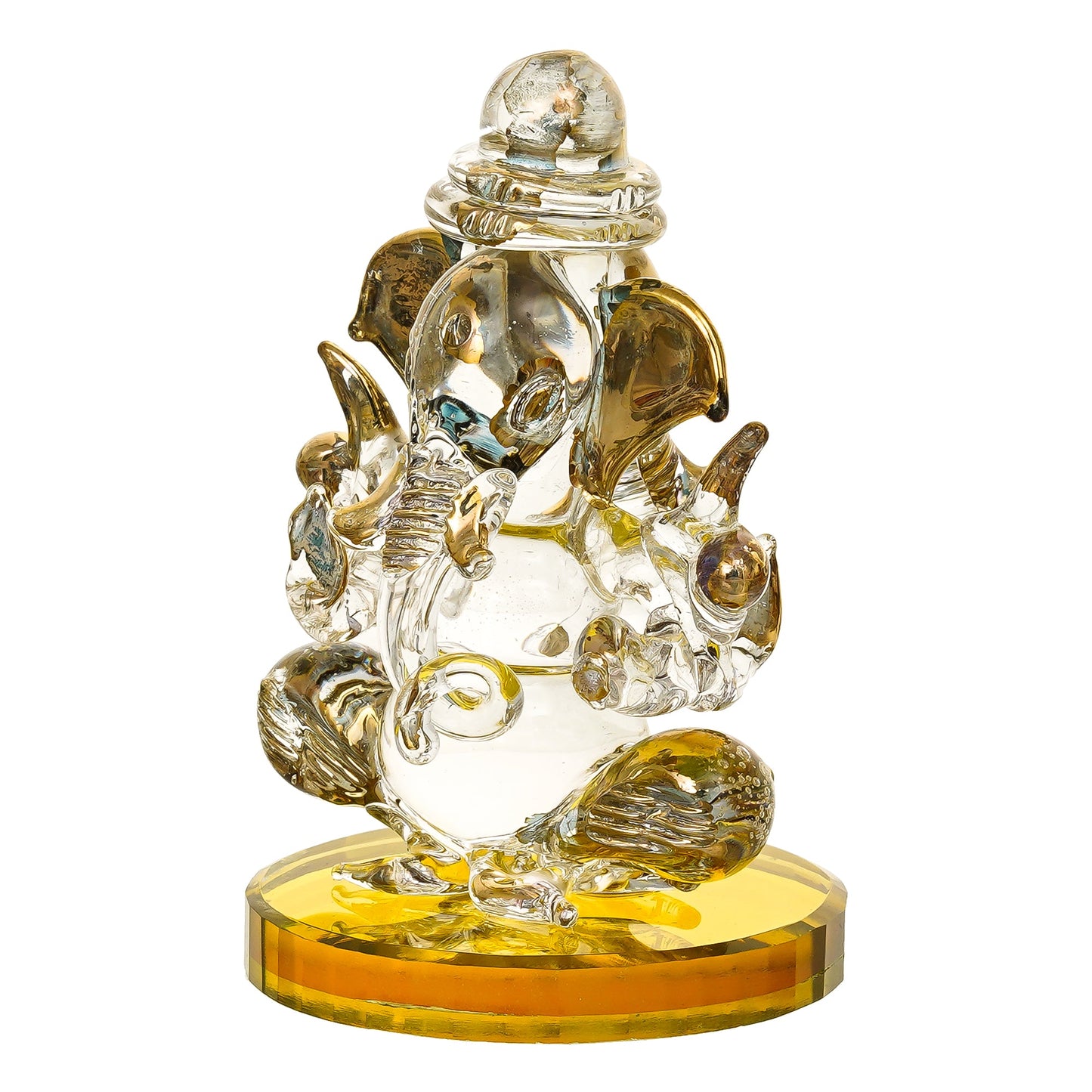 Webelkart Premium Dubble Side Crystal Ganesha Statue Decorative Showpiece,Ganesha Murti for Temple Decor Ganpati Idol Figurine for Temple| Ganesha Idol for Car Dashboard (