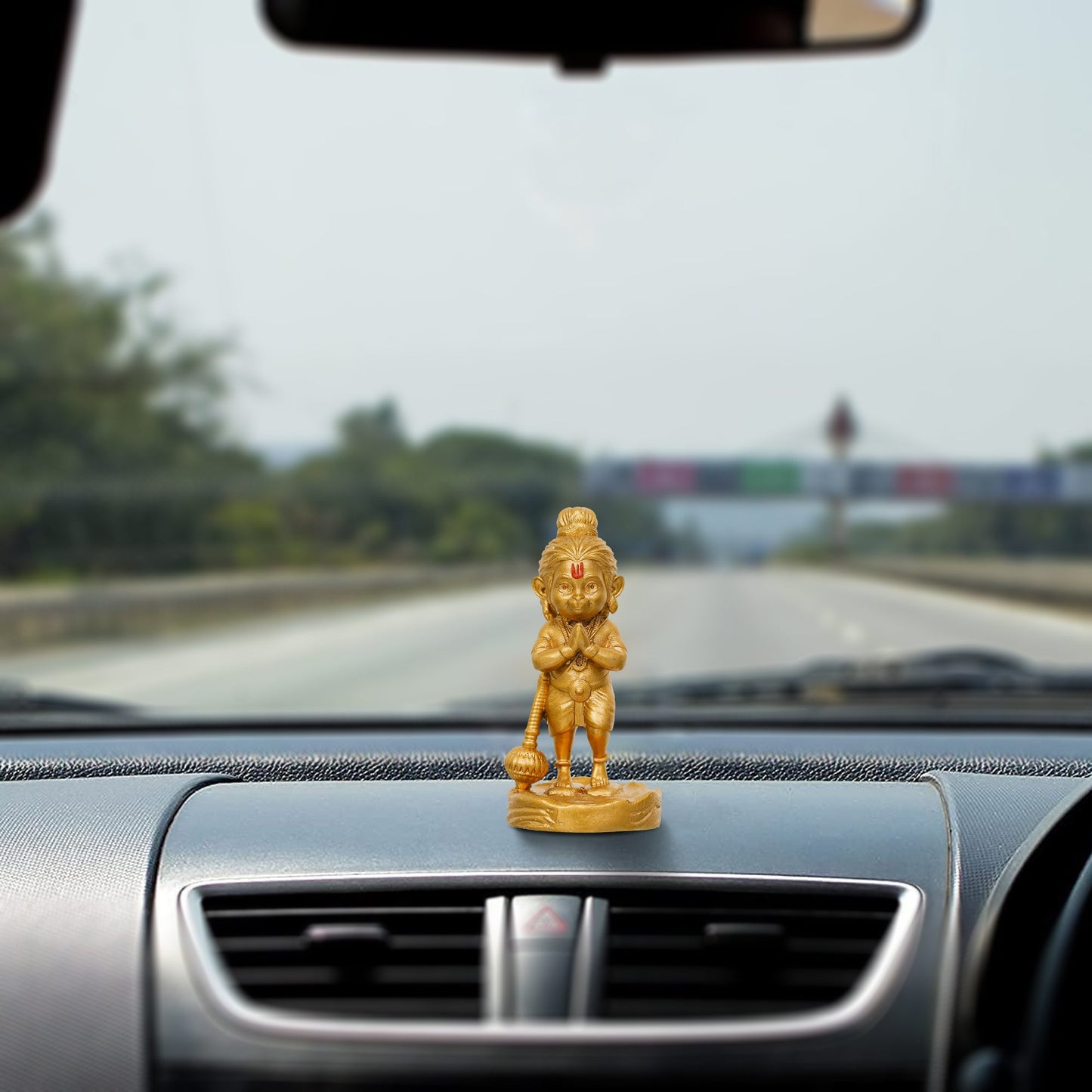 Webelkart Premium Resin Bal Lord Hanuman Showpiece for Home Decor, Hanuman Idol Statue for Car Dashboard | Hanuman Ji Bajrang Bali Ki Murti for Home and Office Temple (3.14" Inches Gold)
