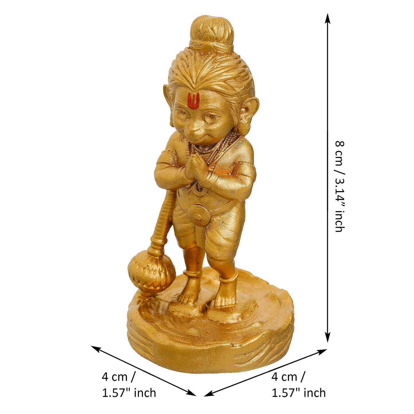 Webelkart Premium Resin Bal Lord Hanuman Showpiece for Home Decor, Hanuman Idol Statue for Car Dashboard | Hanuman Ji Bajrang Bali Ki Murti for Home and Office Temple (3.14" Inches Gold)