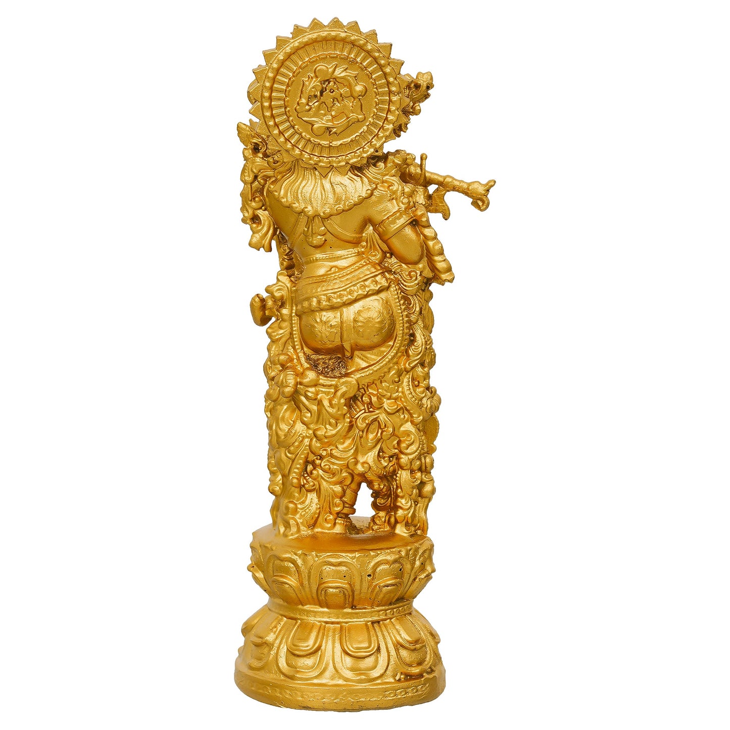 Webelkart Premium Small Krishna Idol Resin Cardashboard, Lord Krishan Statue, Gift Home and Office Decor, Krishna Figurine Showpiece (4" Inches Gold)