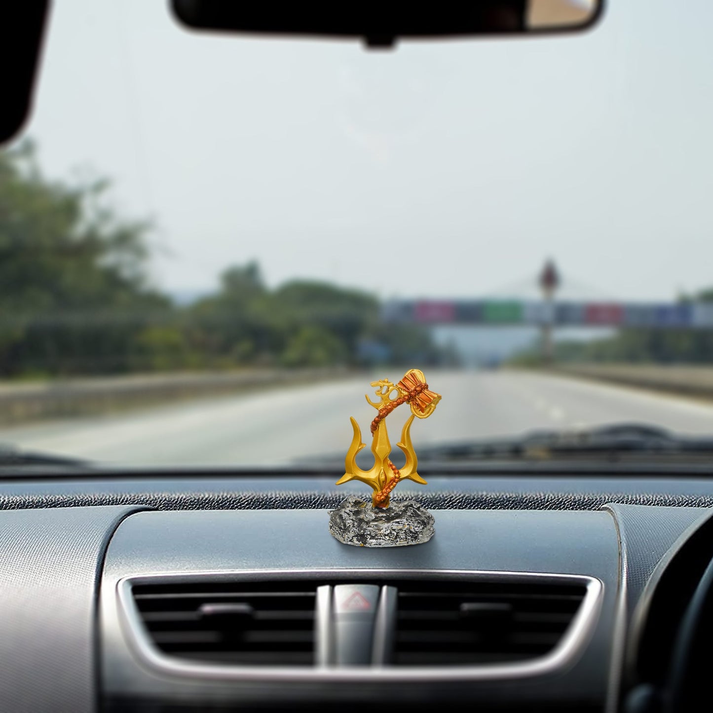 Webelkart Premium Shiva Trishul with Damaru for Car Dashboard,Pooja Decor Beautiful Mahakal Trishul for Home Decor (4" Inches)