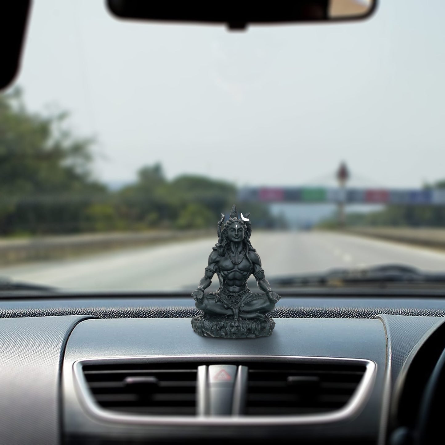 Webelkart Premium Resin Small Black Adiyogi Shiva Statue for Car Dashboard,Good Luck Gift for Home Decor, 3D Printed Adiyogi Shiva (3.34" Inches) Shiv Ji Murti for Home Decor