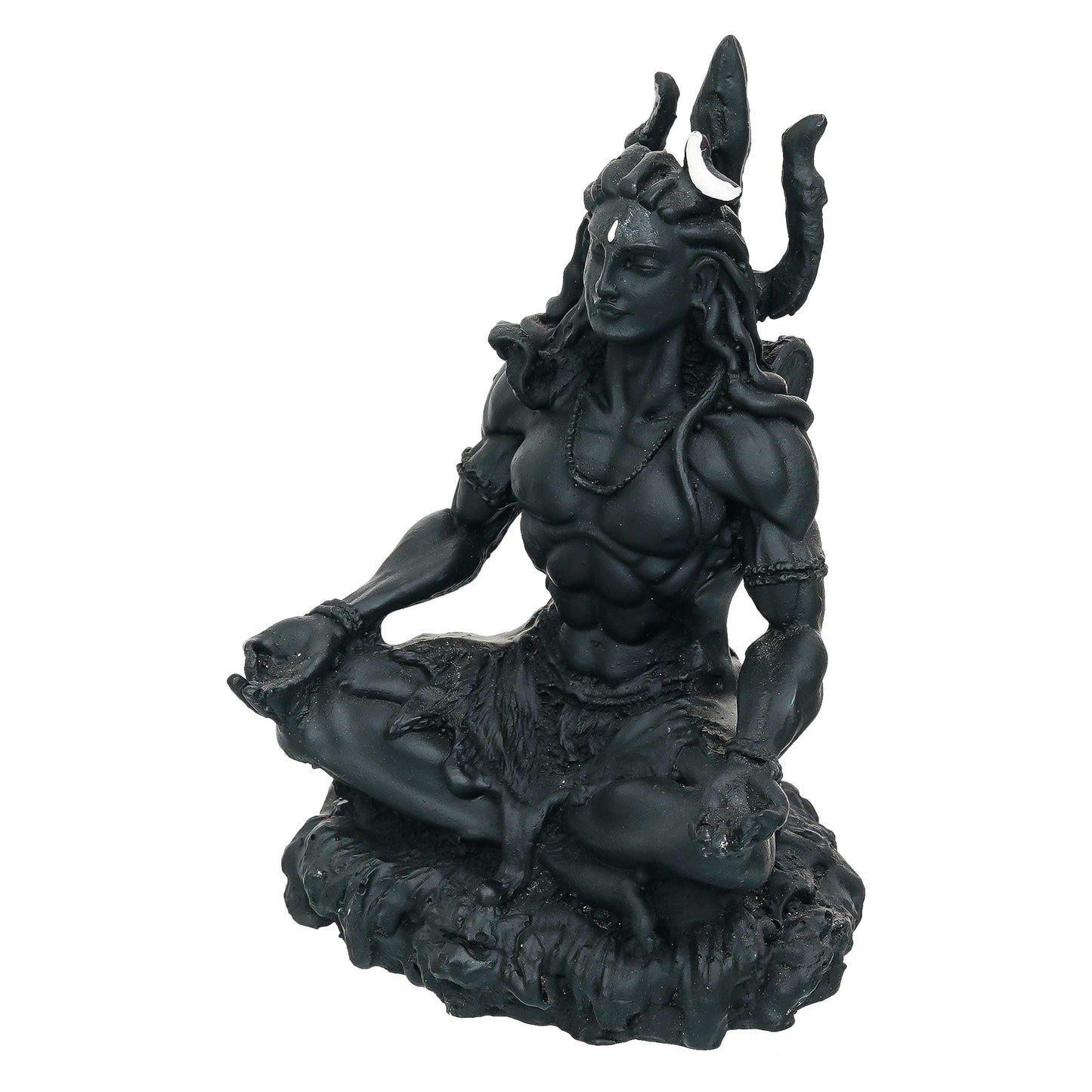 Webelkart Premium Resin Small Black Adiyogi Shiva Statue for Car Dashboard,Good Luck Gift for Home Decor, 3D Printed Adiyogi Shiva (3.34" Inches) Shiv Ji Murti for Home Decor
