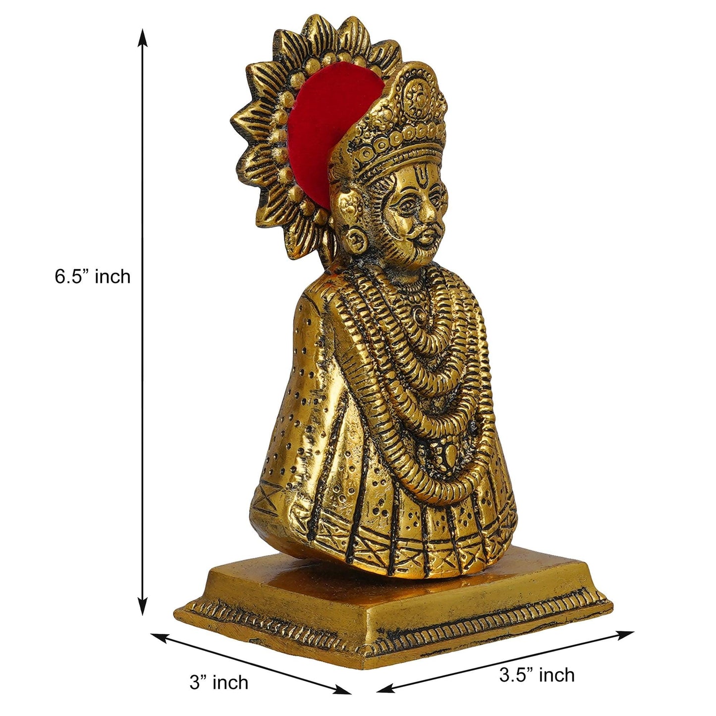 JaipurCrafts Premium Baba Khatu Shyam ji Idol Statue Showpiece for Home and Pooja Decoration | Khatu Shyam Murti for Home and Car Dashboard (Gold , 6.5 Inches)