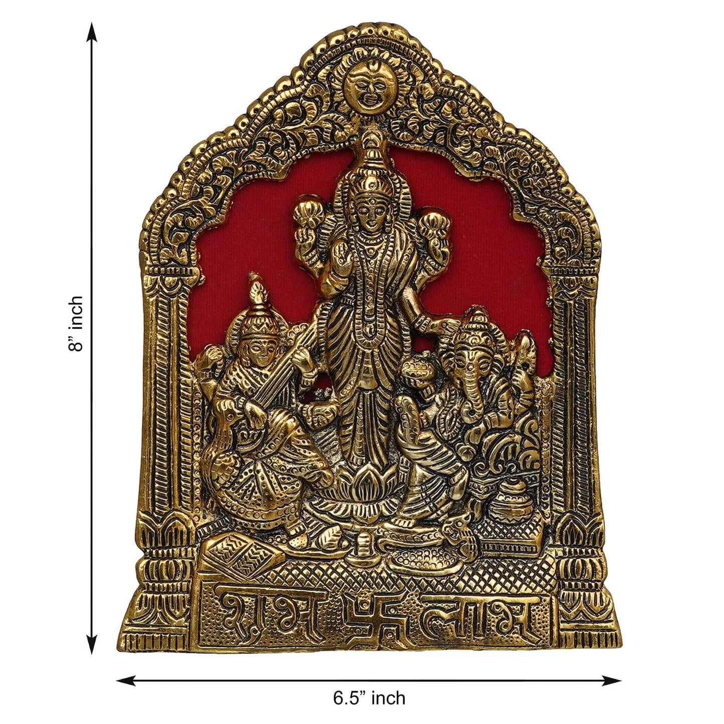 JaipurCrafts Premium Metal Laxmi Ganesha and Saraswati Idol Statue Murti for Home and Pooja Decor| Lakhsmi Ganesha Idol Diwali Decorations and Pooja Room (8 Inches, Gold)