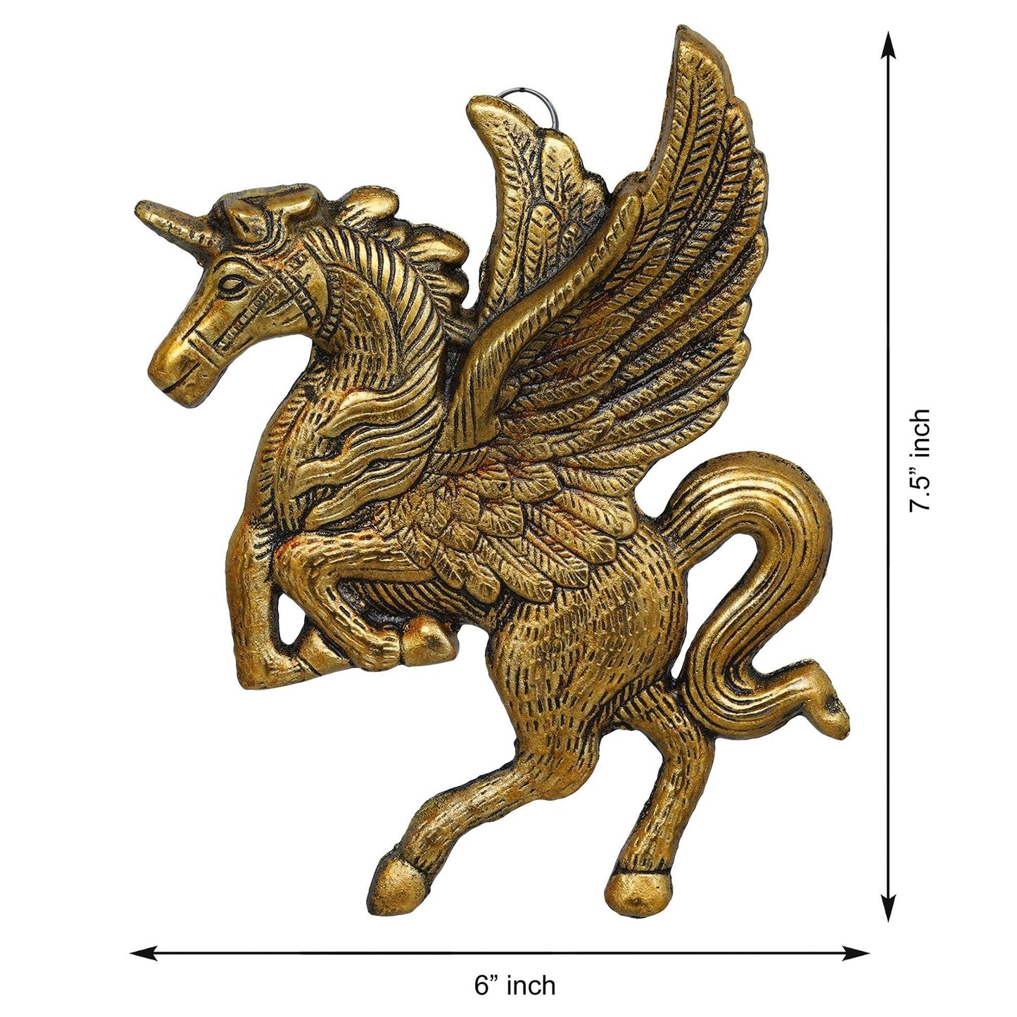 JaipurCrafts Premium HandiCrafted Metal Flying/Running Horse Statue Wall Hanging For Home And Office Decor ( 7.5 Inches)