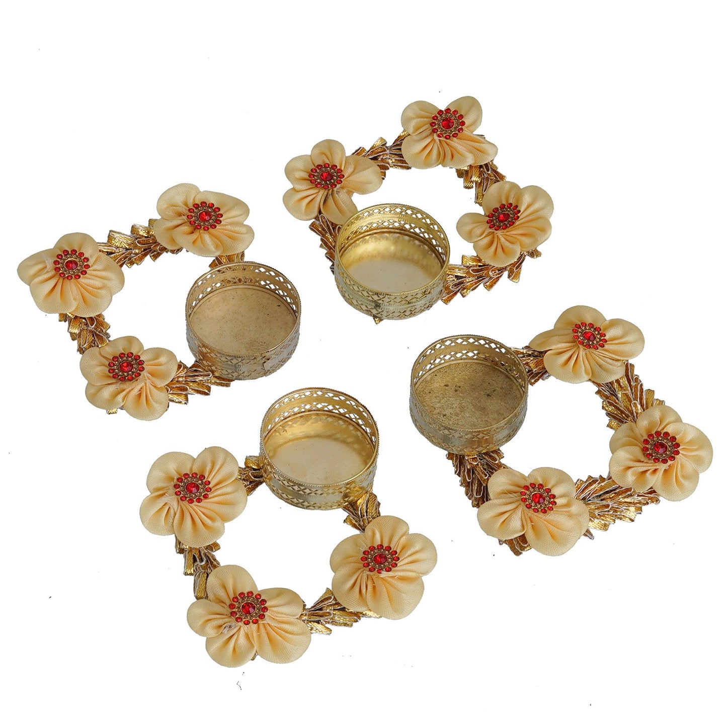 Webelkart Premium Handmade Set of 4 Diwali tealight Candle Holder for Home and Pooja Room Decorations| Decorative Diyas for Diwali ( Pack of 4)